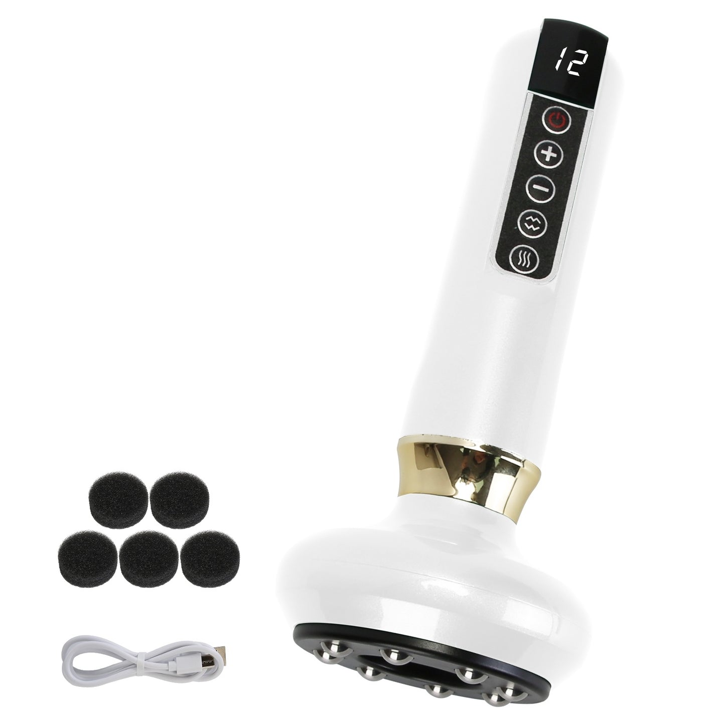 Anti Cellulite Massager Handheld Vacuum Suction Cupping Kit Beauty Tool With 12 Suction Mode 12 Heating 20Mins Auto-Off One-Key Pressure Release For Abdomen Thighs Buttocks Neck