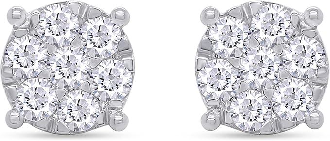 SAVEARTH DIAMONDS Carat Round Cut Lab Created Moissanite Diamond Cluster Stud Earrings In 14k Gold Over Sterling Silver Jewelry For Women