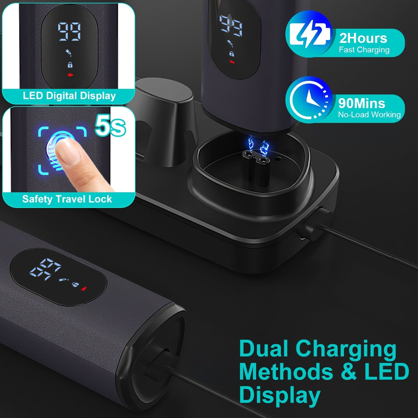 All In One Beard Trimmer For Men With 5 Trimmer Heads IPX5 Waterproof Electric Razor For Face Nose Body Beard Cordless Hair Shaver Clipper Grooming Kit For Men Husband Father