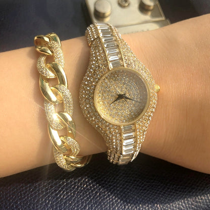 💎 Women’s Iced-Out Glow Watch