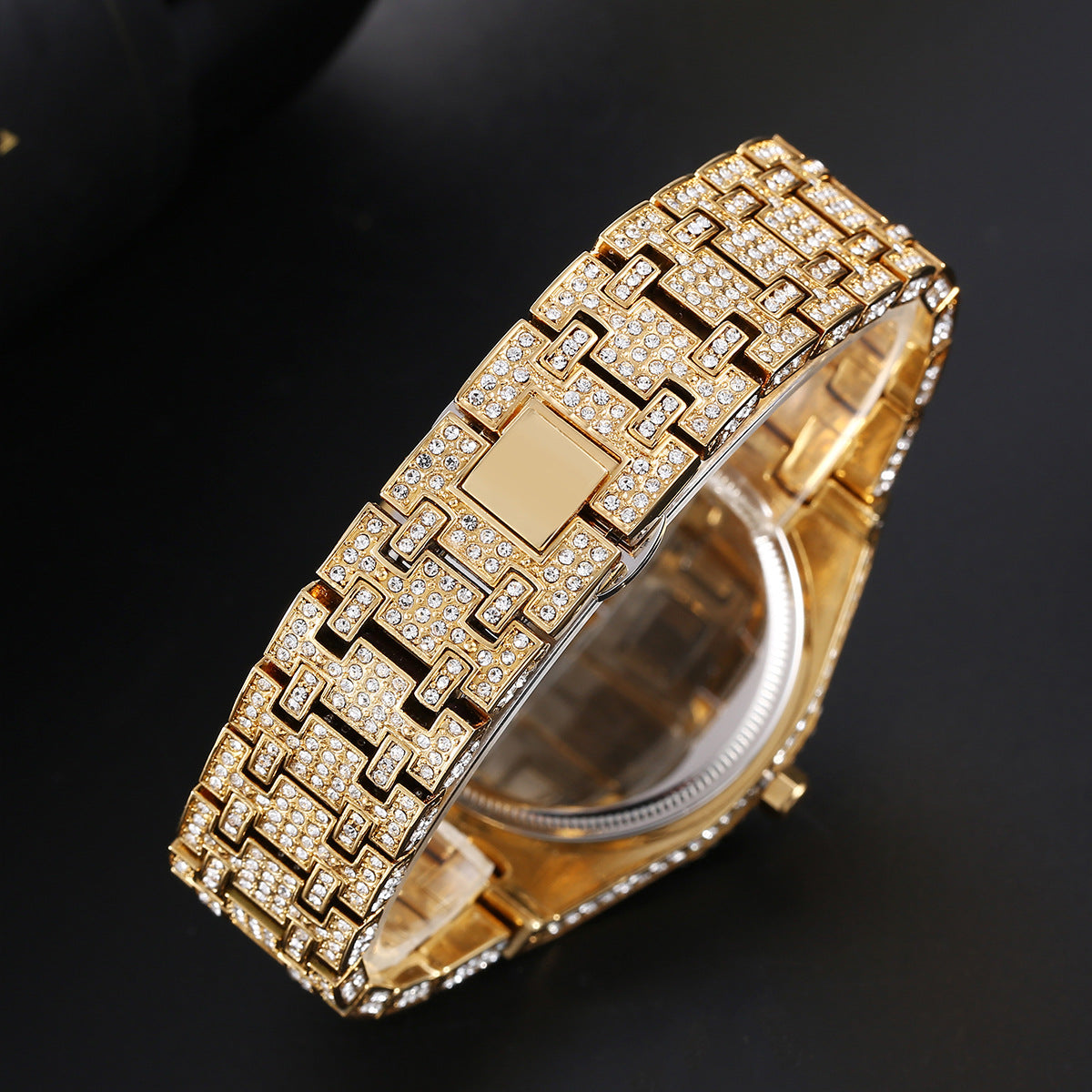 💎 Iced-Out Gold Statement Watch