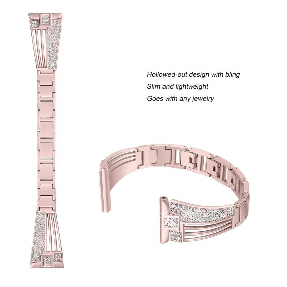 Rhinestone stainless steel watch strap