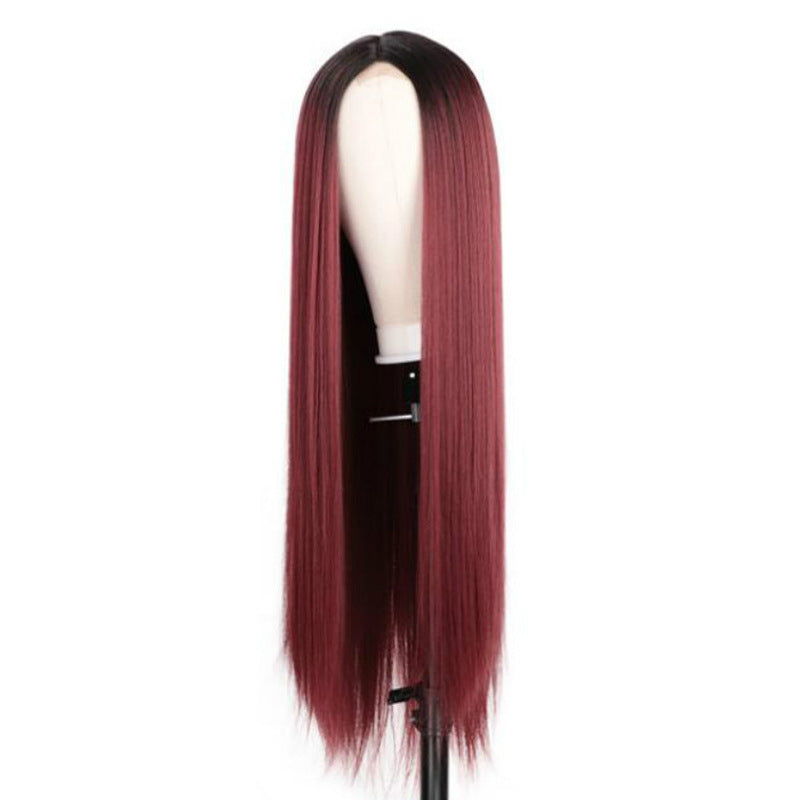 Long Straight Wig with Fade Effect – Smooth Gradient Color & Realistic Texture