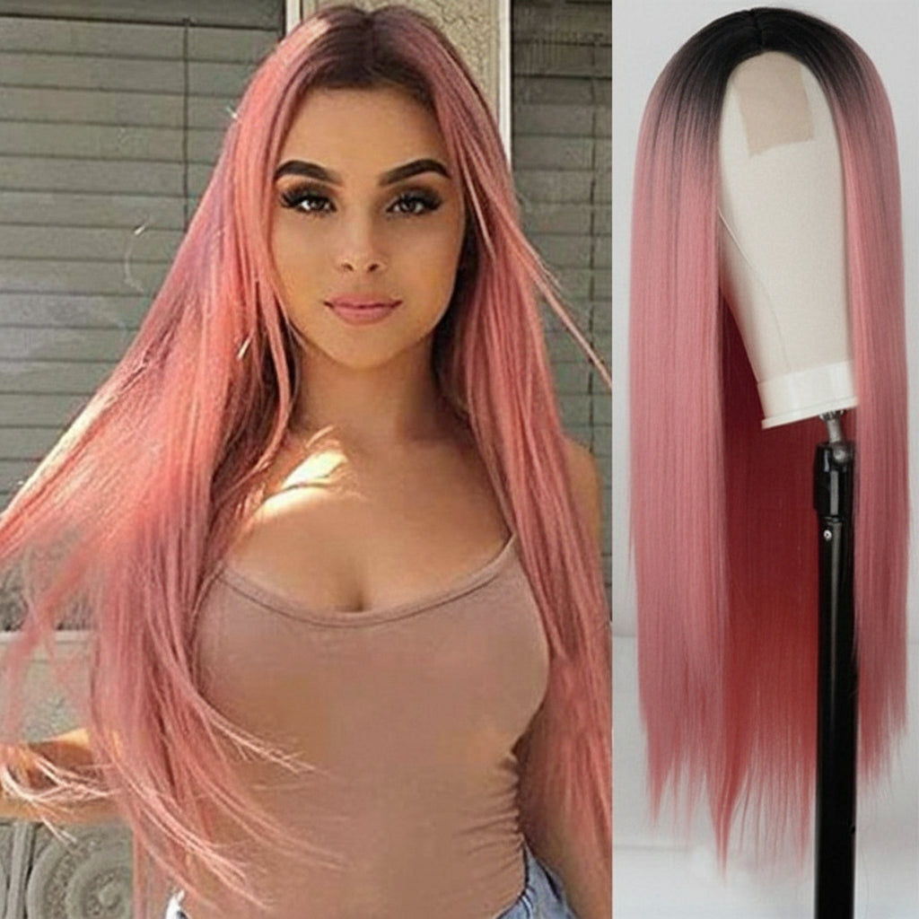Long Straight Wig with Fade Effect – Smooth Gradient Color & Realistic Texture