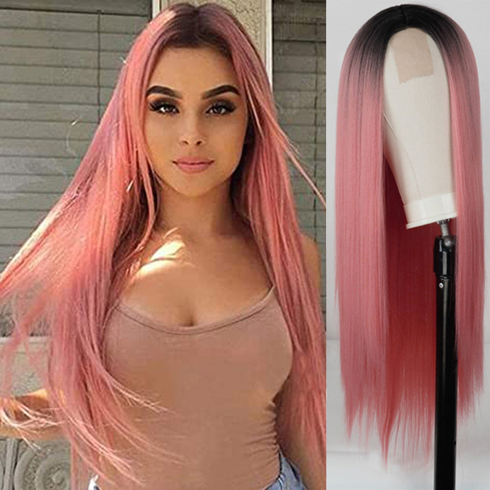 Long Straight Wig with Fade Effect – Smooth Gradient Color & Realistic Texture