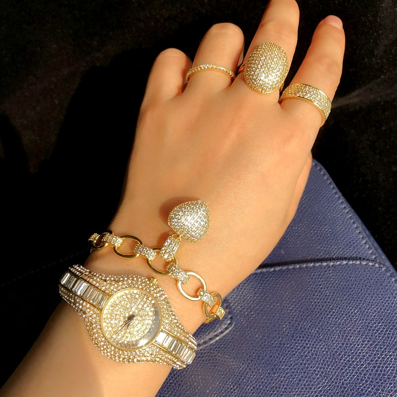 💎 Women’s Iced-Out Glow Watch