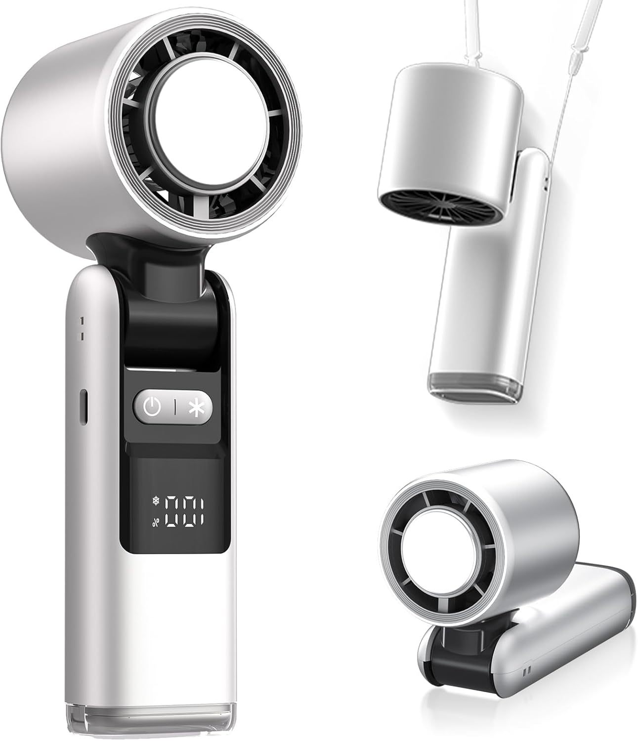 Portable Handheld Fan, Speed Adjustable Turbo Mini Fan, Reduced Temperature Mode, Rechargeable Digital Display Foldable Personal Fan With Night Light, Suitable For Women Men Outdoor