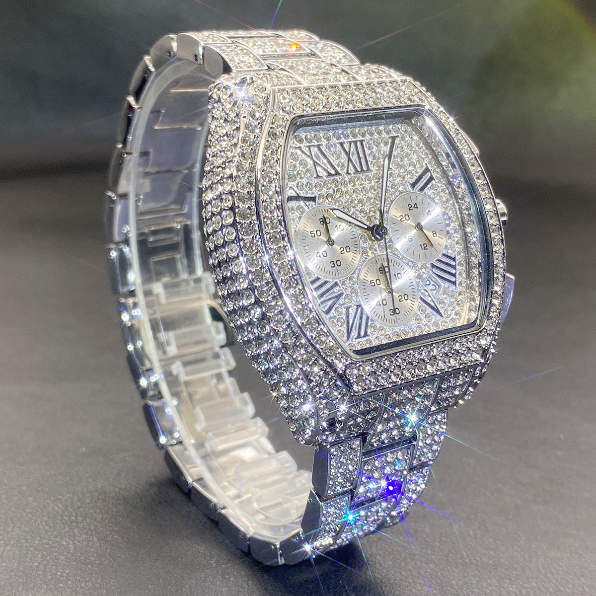 💎 Oversized Iced-Out Statement Watch