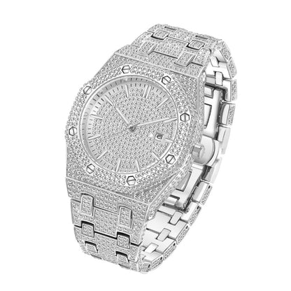 💎 Iced-Out Gold Statement Watch