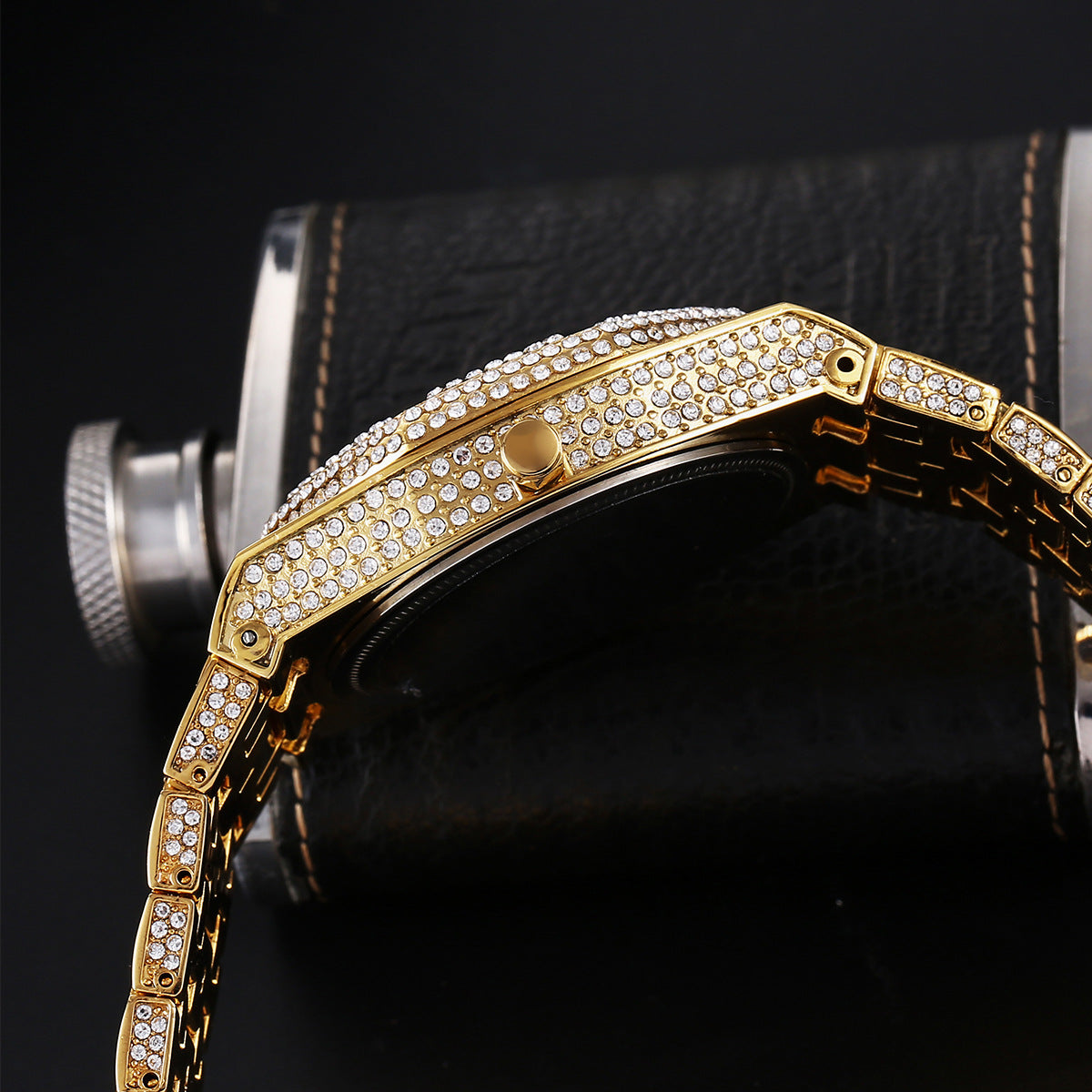 💎 Iced-Out Gold Statement Watch