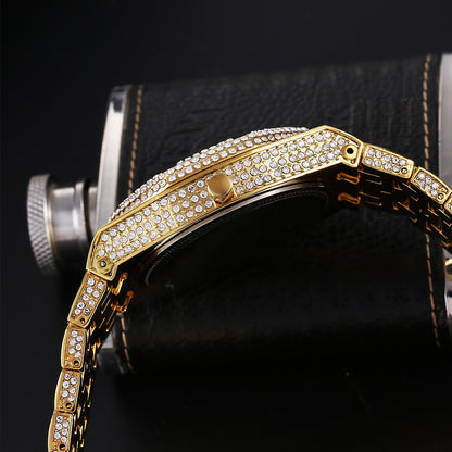 💎 Iced-Out Gold Statement Watch