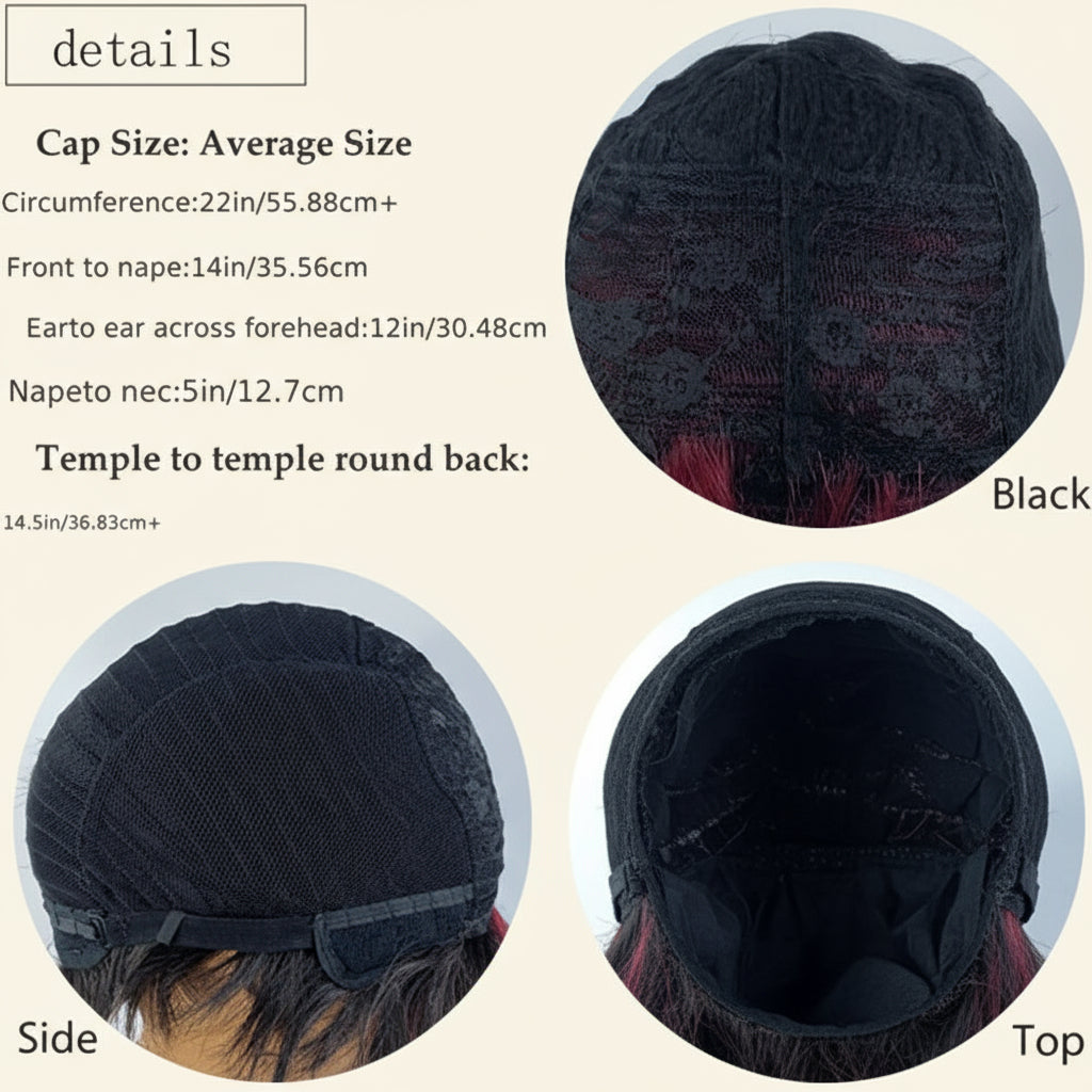 Burgundy Short Elf Cut Wig – Natural Human Hair, Non-Toxic & Stylish!