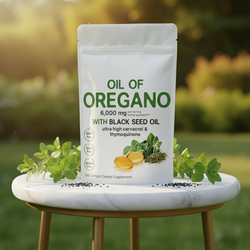 Oil Of Oregano With Black Seed Oil 6000mg Organic Oregano Oil Capsules -Non-GMO, Gluten Free 300 Softgels