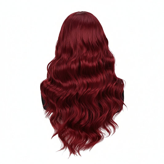 24-Inch Red Wavy Synthetic Wig for Women – 4x1 Lace Front, Natural Look, Heat-Resistant, Comfortable & Versatile for Daily Wear or Cosplay.