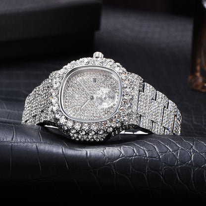 💎 Diamond Iced Square Watch