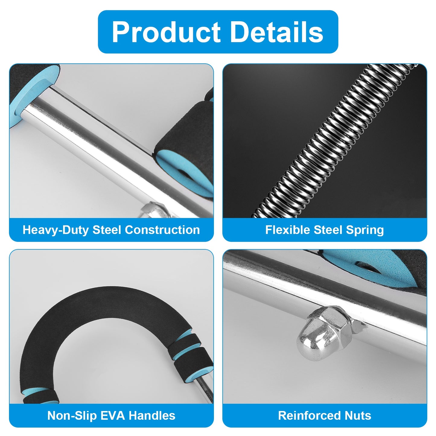 1Pc Adjustable Twister Arm Exerciser Spring Workout Bar Strength Enhancer For Men With 3 Resistance Levels 66 To 110LBS Chest Biceps Triceps Thighs Back Workout