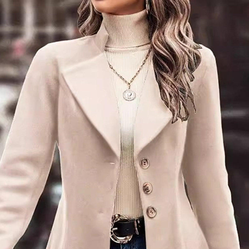 Women's Winter Overcoat Lapel Collar Single Breasted Outerwear Long Pea Coat