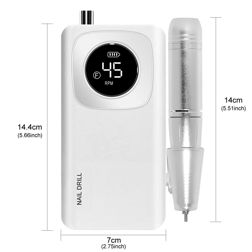 Rechargeable Electric Nail File Professional - 45000RPM Portable Efile Nail Drill Kit, Cordless E File Nail Drill Machine For Acrylic Gel Nails Salon Home Manicure Use