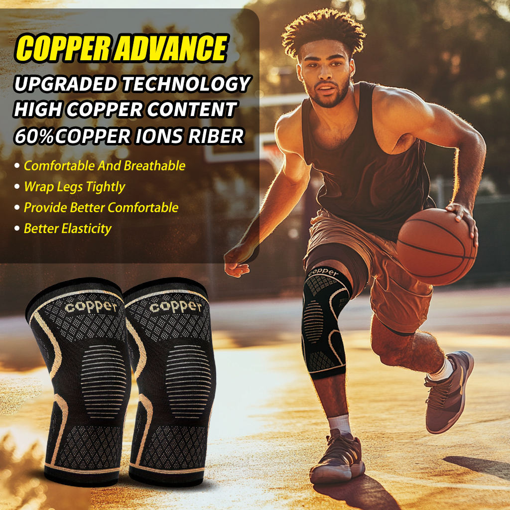 Copper Knee Pads Ultimate Shock-Absorbing Gear For Men & Women Superior Knee Support For Sports Yoga Fitness Basketball