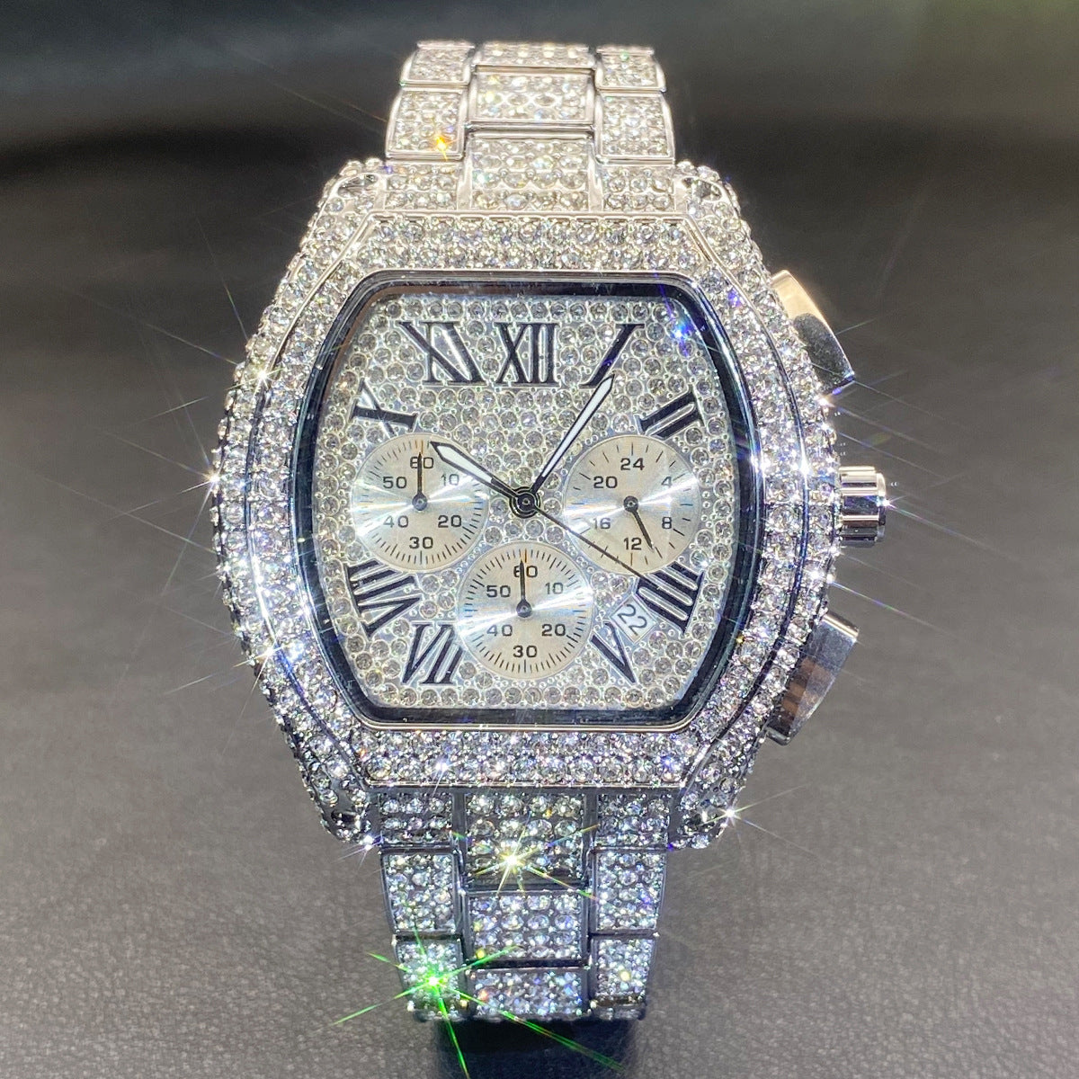 💎 Oversized Iced-Out Statement Watch