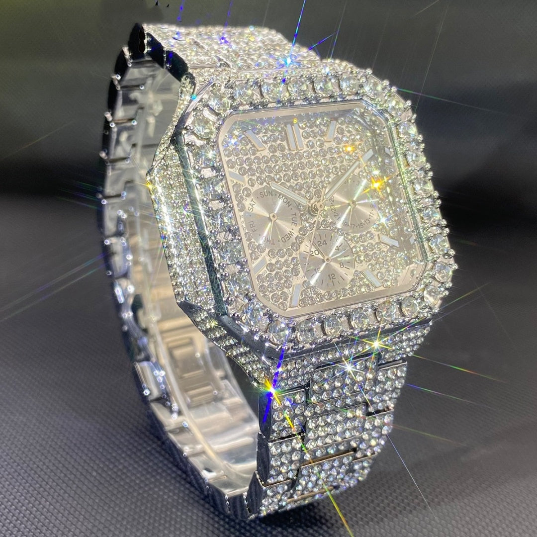 💎 Octagon Iced-Out Gold Watch