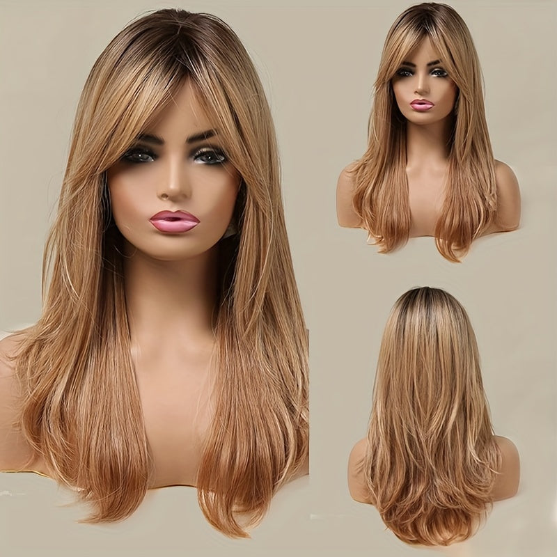 Elegant And Heat-resistant, Non-toxic Wig With Long Curly Hair And Waves, Synthetic Wig With Bangs, Daily Wig, Suitable For The Whole Scene.