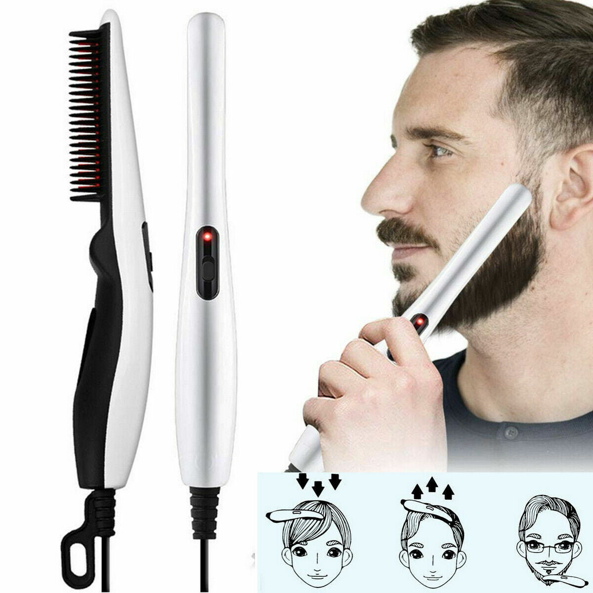 Negative Ion Hair Straightener Styling Comb Hot Comb Press Beard Brush For Men and Women