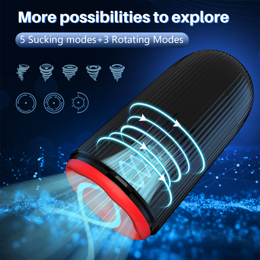 Electric Male Massager, Stimulator Trainer Vibrator- 10 Frequency, 5 Frequency Suction Function, 3 Frequency Rotation Mode For Men Pocket Health