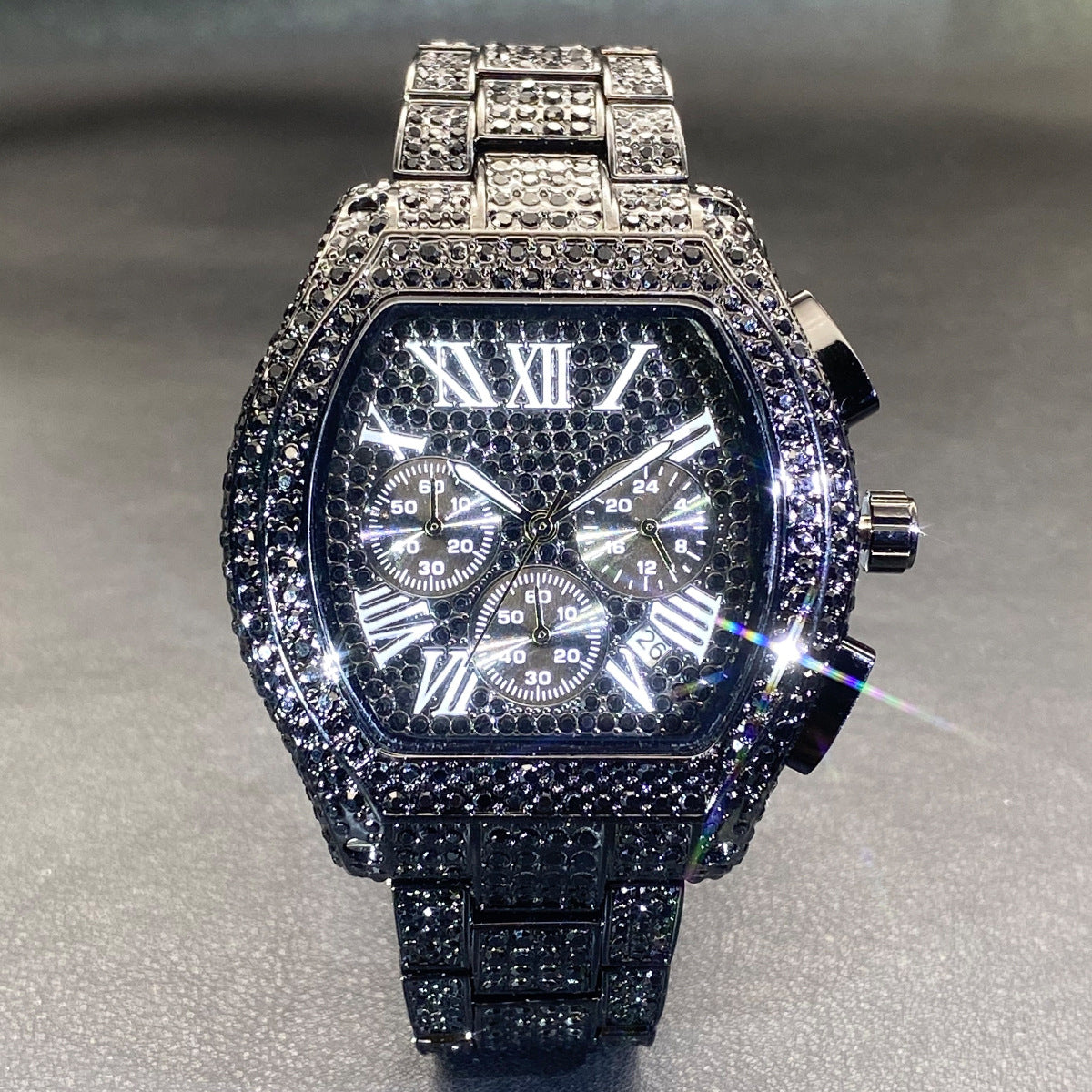 💎 Oversized Iced-Out Statement Watch