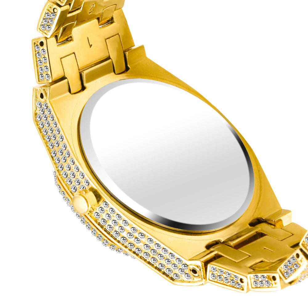 💎 Iced-Out Gold Statement Watch