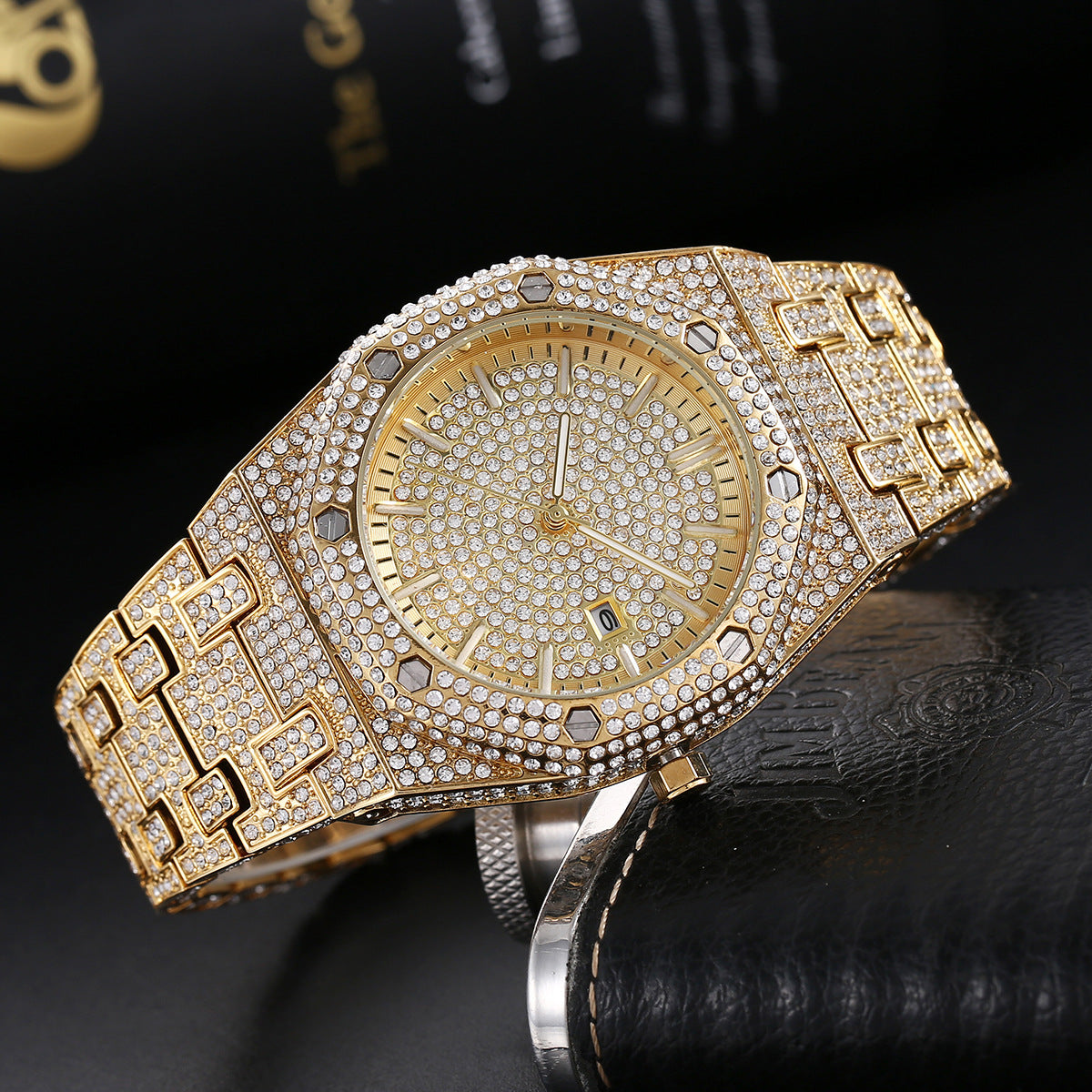 💎 Iced-Out Gold Statement Watch