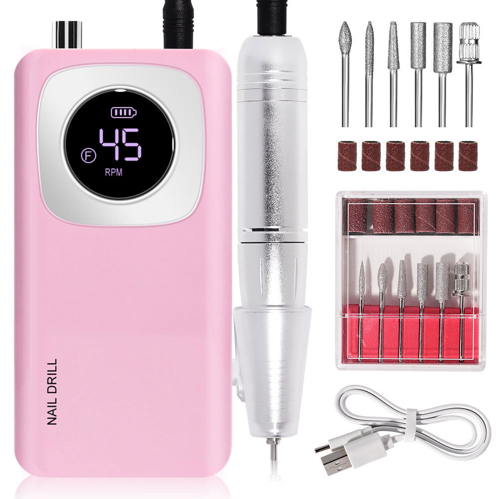 Rechargeable Electric Nail File Professional - 45000RPM Portable Efile Nail Drill Kit, Cordless E File Nail Drill Machine For Acrylic Gel Nails Salon Home Manicure Use