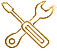 Set of gold icons on a transparent background