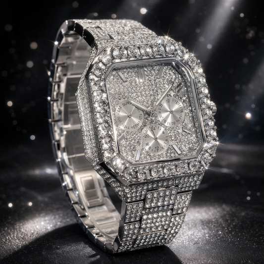 💎 Octagon Iced-Out Gold Watch