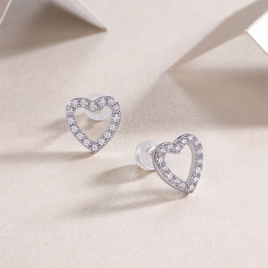From The Heart - Fashionable, Trendy And Affordable Jewelry With Moissanite S925 Sterling Silver And Platinum-plated Stud Earrings