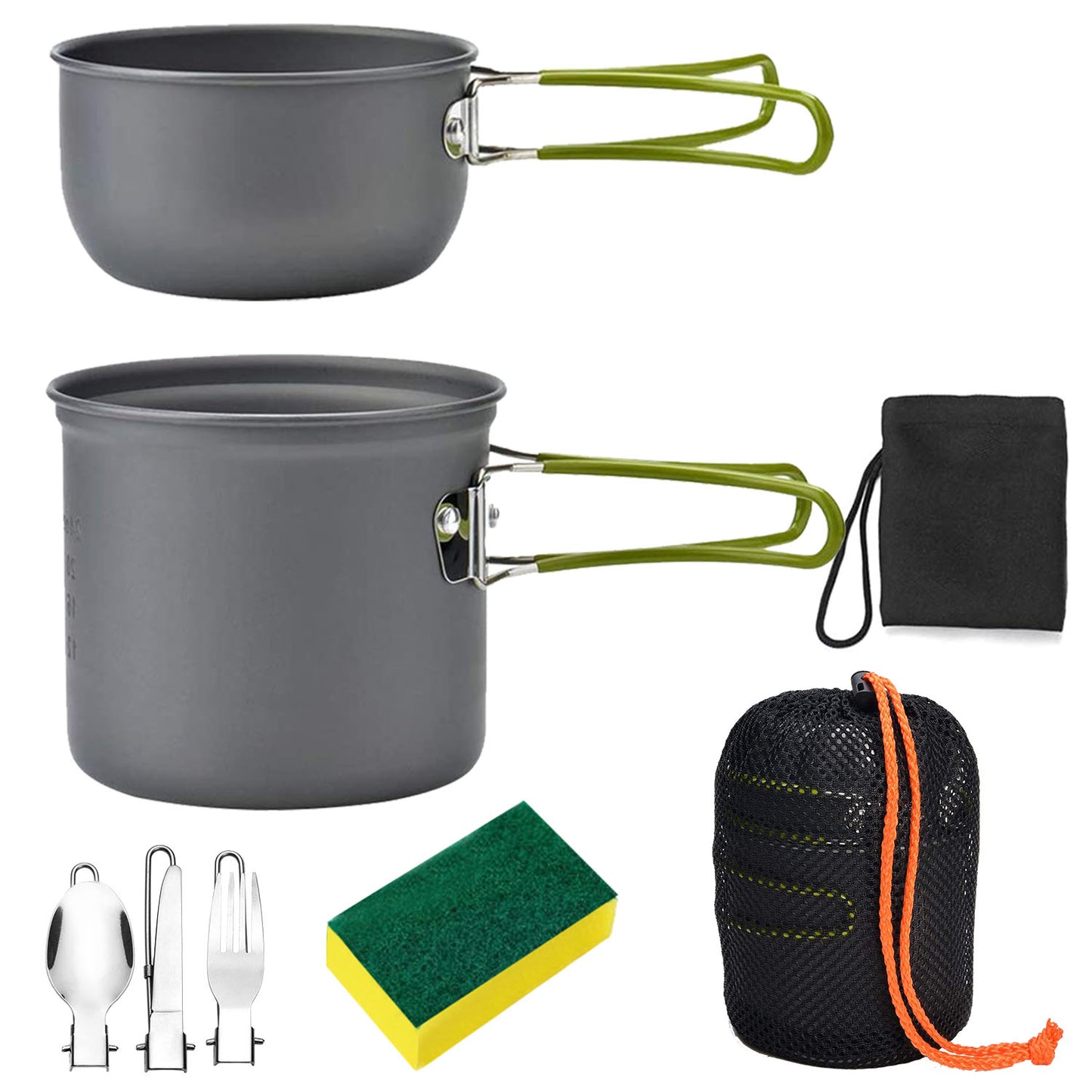 8Pcs Camping Cookingware Set Aluminum Pot Foldable Knife Fork Spoon For Hiking Picnic Outdoor