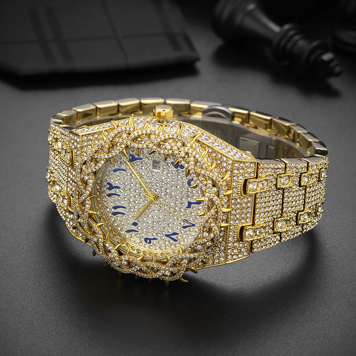 💎 Crown Iced-Out Watch
