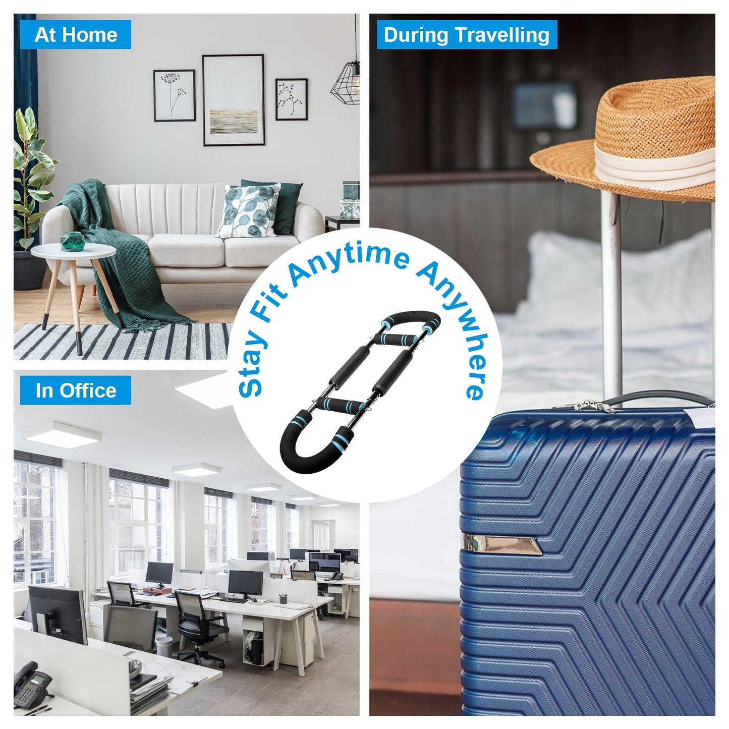 1Pc Adjustable Twister Arm Exerciser Spring Workout Bar Strength Enhancer For Men With 3 Resistance Levels 66 To 110LBS Chest Biceps Triceps Thighs Back Workout