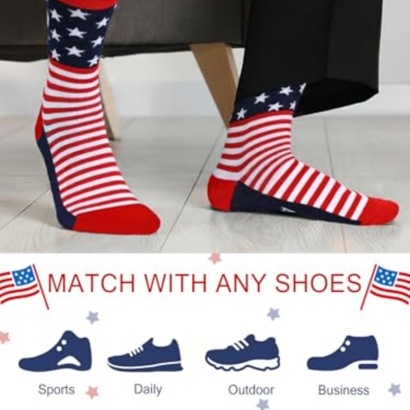 2 Pairs American USA Flag Socks Proud To Be An American Socks Funny Crew For 4th Of July Gift Men Women