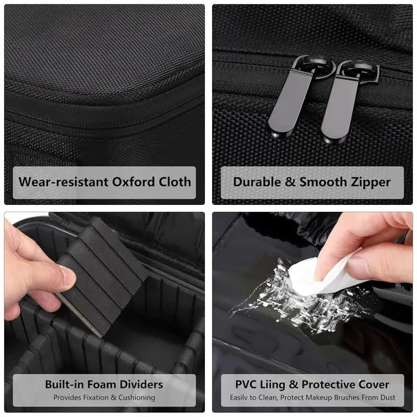 Women’s Travel Cosmetic Bag – Portable Makeup & Accessories Organizer with Adjustable Dividers