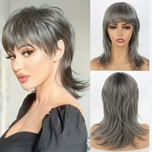 14-Inch Fluffy Mullet Pixie Wig – Synthetic Short Straight Hair, Heat-Resistant