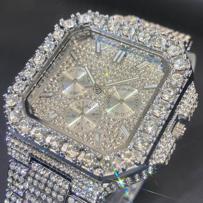 💎 Octagon Iced-Out Gold Watch