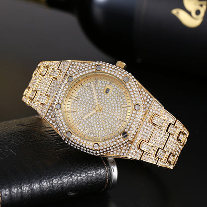 💎 Iced-Out Gold Statement Watch