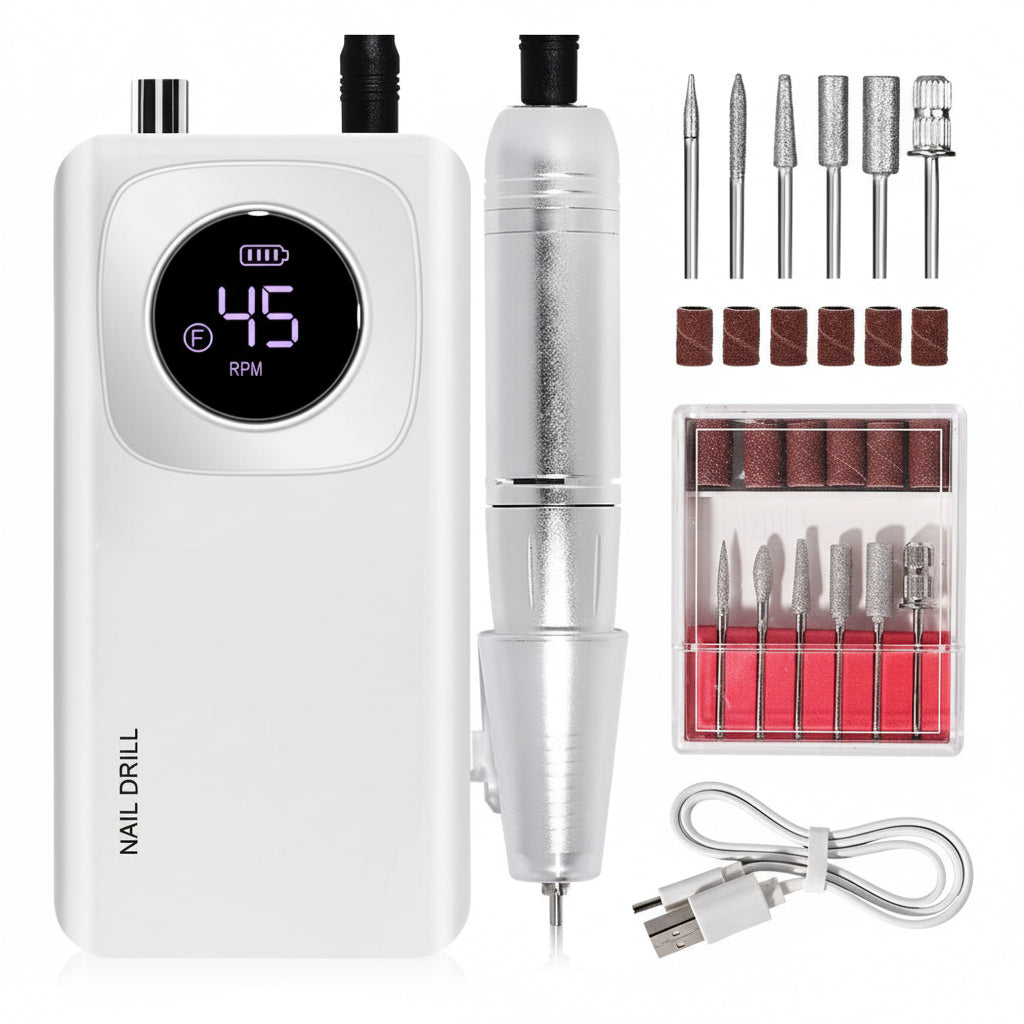 Rechargeable Electric Nail File Professional - 45000RPM Portable Efile Nail Drill Kit, Cordless E File Nail Drill Machine For Acrylic Gel Nails Salon Home Manicure Use